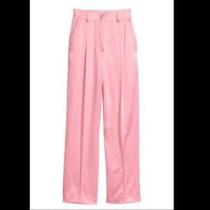 HM pink satin wide leg trousers
